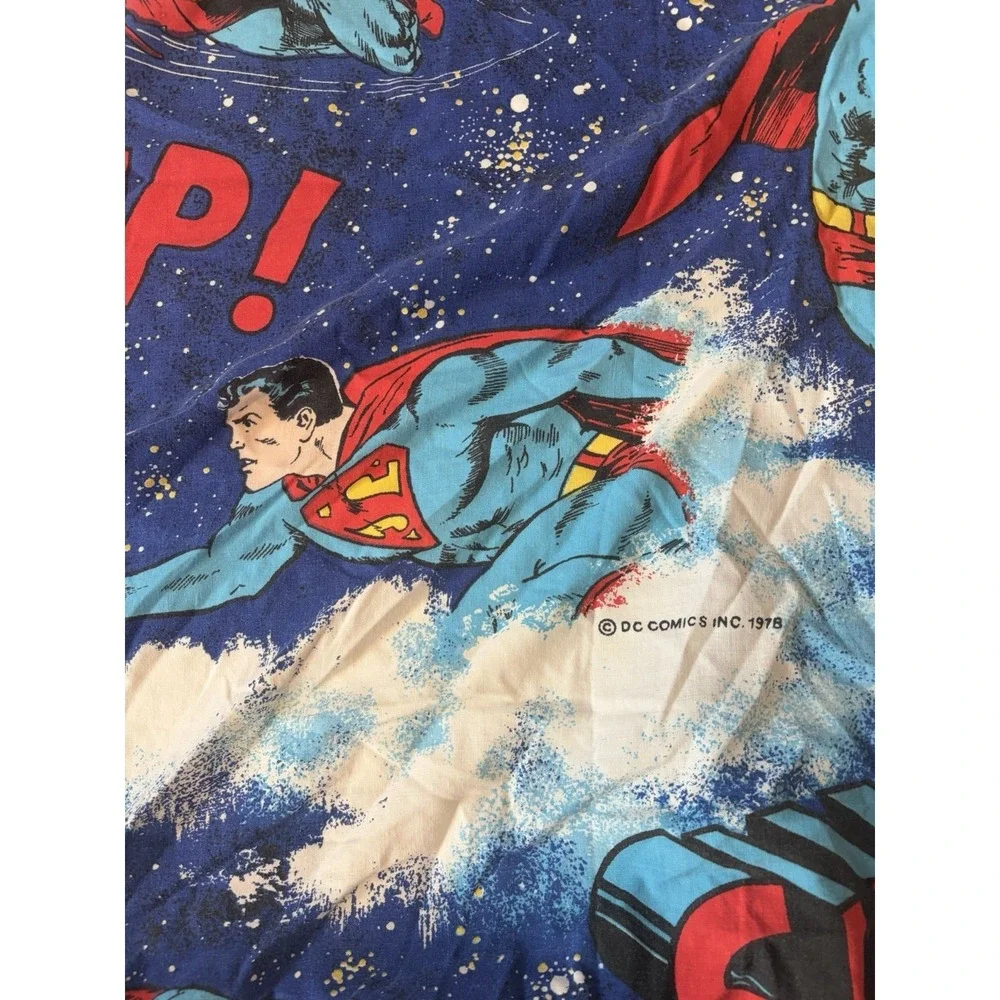 Vintage Superman DC Comics 1978 Fitted Flat Pillowcase Twin Bed Sheet Set Of 6